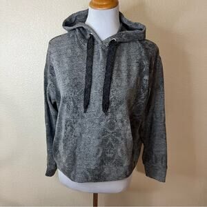 Monrow grey metallic snake print hooded pullover sweater hoodie XS